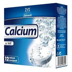 Calcium w folii 12 tabletek musujących Preparaty i akcesoria dla