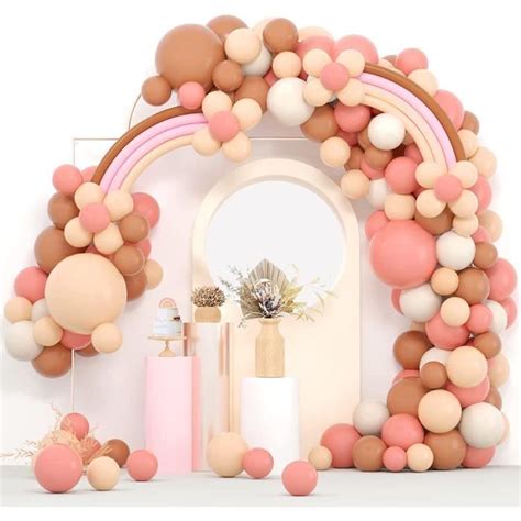 Guirlande de ballons bohème Blush Nude Dusty Rose Marron Blanc