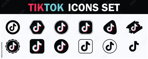 TikTok Icons Popular TikTok Icons Set Social Media Icon Set TikTok