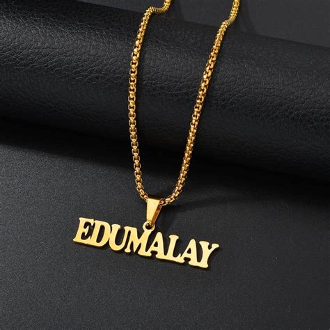 Goxijite 2019 Fashion Customized Stainless Steel Big Name Necklace For