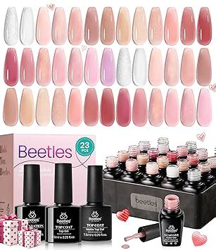 Amazon Beetles Pink Nude Gel Nail Polish Set 20 Colors Summer Neutral Jelly Pink Sheer