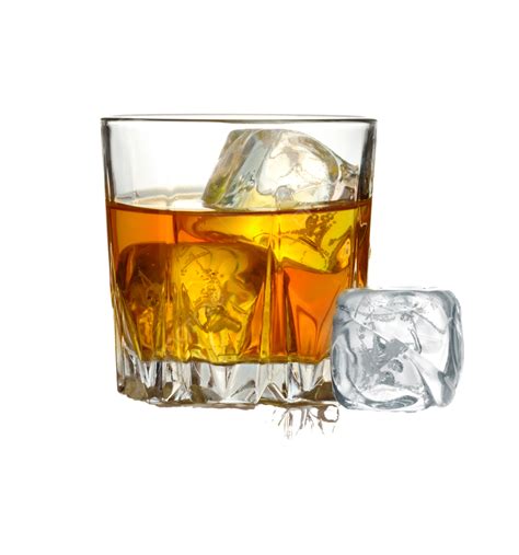 Isolated White Background Whiskey Glass With Ice Cocktail Isolated