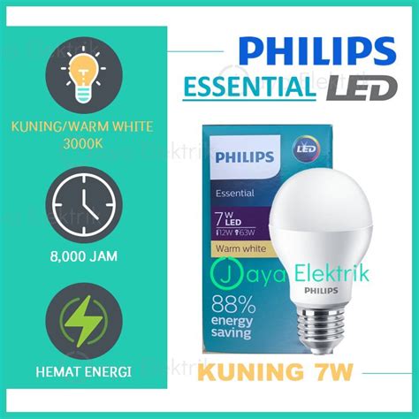 Jual Lampu Philips Led Essential W Kuning Warm White K Watt W