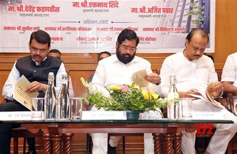 Mumbai Maharashtra Chief Minister Eknath Shinde Along With Deputy Chief Ministers Devendra