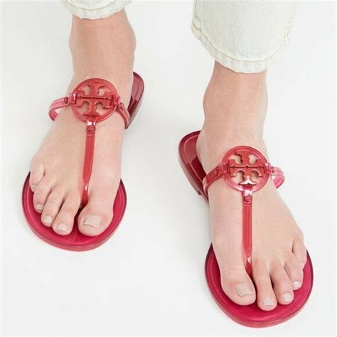 TORY BURCH MINI MILLER JELLY THONG SANDAL RED ORANGE Gem