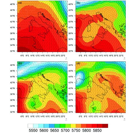 WRF Geopotential Height M And Wind Vectors At 500 HPa For The 2015