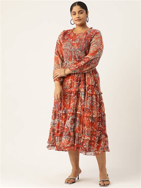 Buy Antheaa Curve Plus Size Floral Chiffon Maxi Dress Dresses For