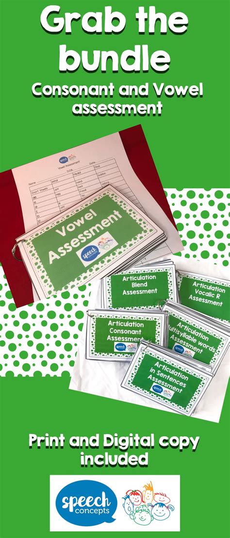 Consonant And Vowel Articulation Assessment Bundle No Print And Print Speech Therapy