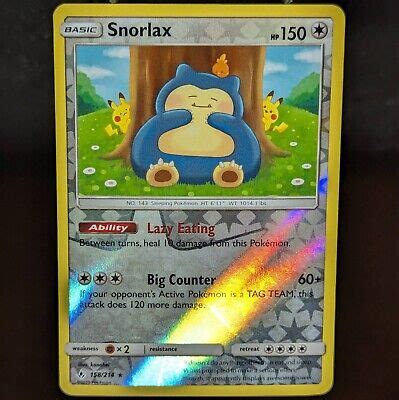 Snorlax 158 214 LP NM Reverse Holo Unbroken Bonds Pokemon Card Sleepy