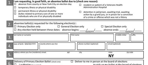 New York Absentee Ballot Application Pdf Form Formspal