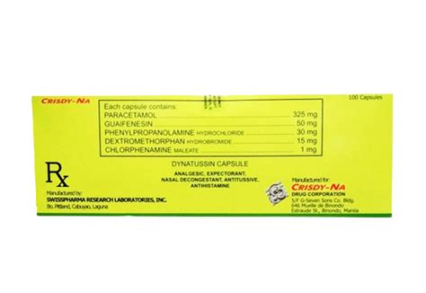 Dynatussin Dextromethorphan Hydrobromide Guaifenesin Chlorphenamine