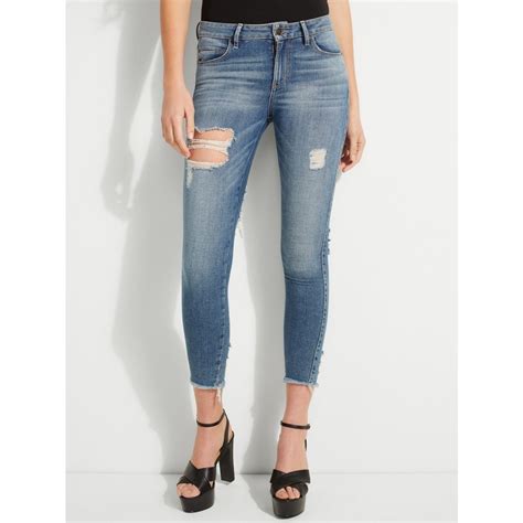 Guess Destroyed Sexy Curve Skinny Denim Pant Landin Wash