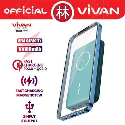 Jual Vivan Vpb W12 Powerbank 10000 Mah Wireless 3 Output Fast Charging