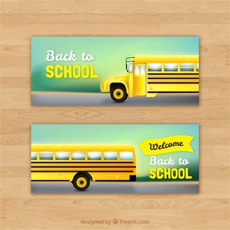 Free Vector Back To School Banners With School Bus