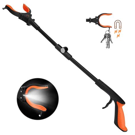 Extendable Grabber Reacher Tool with Headlight, 32 inch Foldable Lawn ...