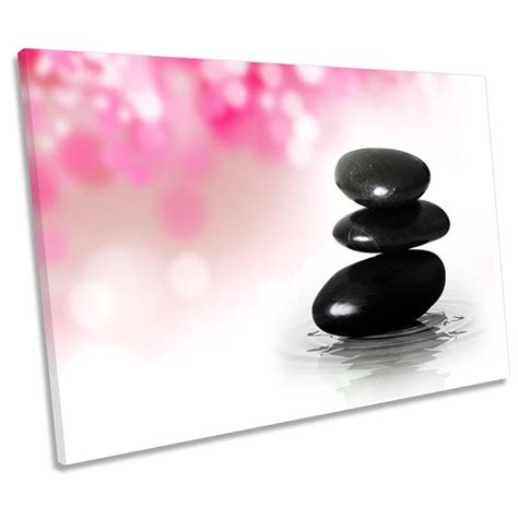 Ebern Designs Zen Stones Pink Bathroom Wrapped Canvas Art Prints