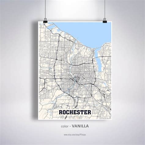 Rochester Map Print Rochester City Map New York Ny Usa Map Etsy