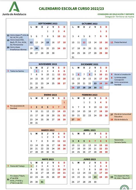 Calendario Escolar Huelva Para El Curso 2023 2024 Educaciondivertida