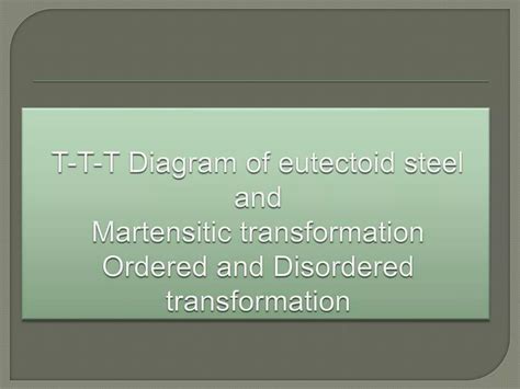 TTT Diagram Of Eutectoid Steel And Martensitic Transformation PPT