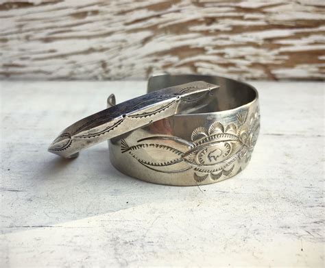 Vintage Gm Navajo Jewelry Silver Bracelet Native American Stacking