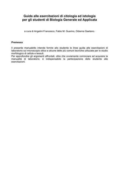 Pdf Guida Alle Esercitazioni Di Citologia Ed Istologia Dic La