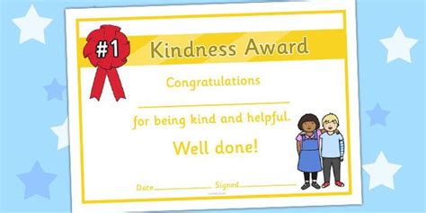 Kindness Award Certificate - kindness award certificates, reward, award ...