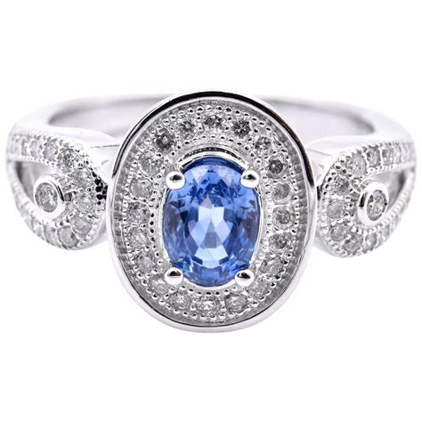 Gents Stately Karat Gold Diamond And Ceylon Sapphire Ring For Sale