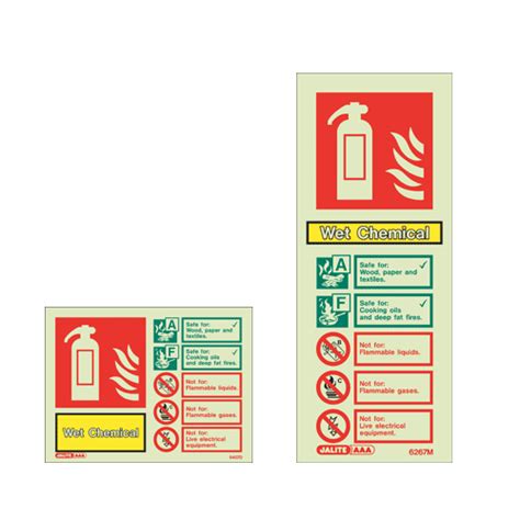 Photoluminescent Wet Chemical Fire Extinguisher Signs