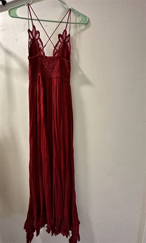 Free People Adella Maxi Slip Dress Dark Red Womens Xs… Gem