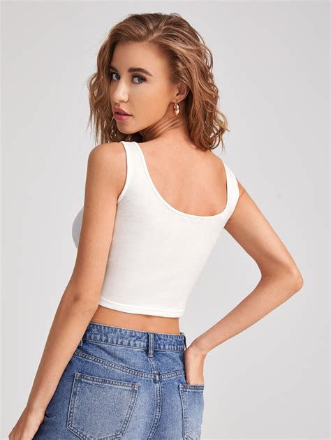 Shein Ezwear Tie Front Ruched Bust Crop Top Shein Usa