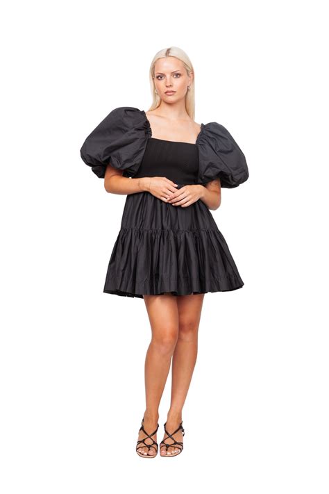 Aje Casa Puff Sleeve Mini Dress Black All The Dresses