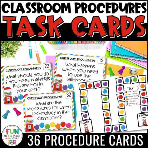 Classroom Procedures Game Task Cards For Back To School Fun In 5th Grade And More