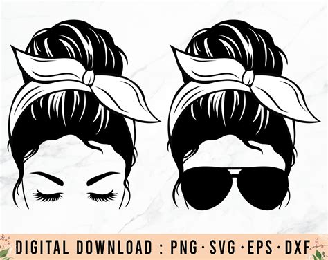 1278 Sunglasses Messy Bun Svg Free Free Svg Cut Files