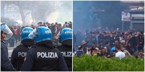 Derby Tensione Tra I Tifosi Di Roma E Lazio Prima Della Partita