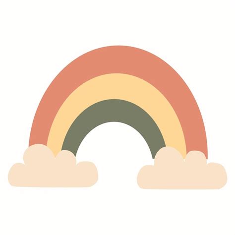 Regenboog Met Wolken In Boho Stijl Voor Kinderkamer Wanddecoratie