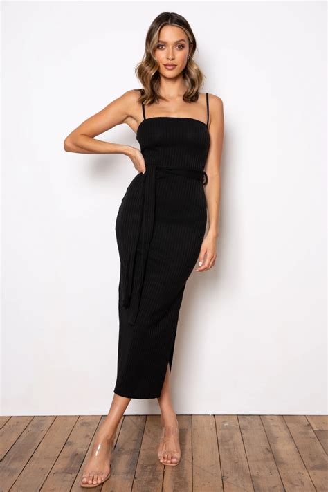 Rib Midi Dress Black Ribbed Midi Dress Black Midi Dress Midi Dress