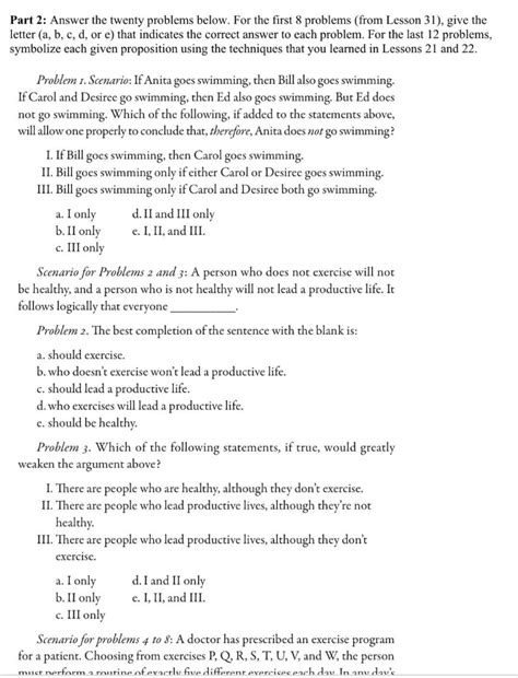 Solved Part 2 Answer The Twenty Problems Below For The