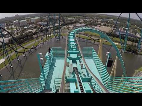 Kraken Roller Coaster Ride Seaworld Orlando Florida POV Front Seat