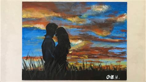 Easy Valentine’s Day Painting Tutorial Romantic Couple At Dawn Cheryl Navarro Youtube