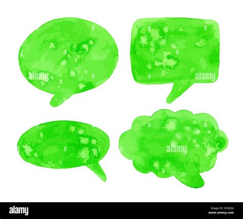 Watercolor Green Speech Bubbles Isolated On White Background Vector