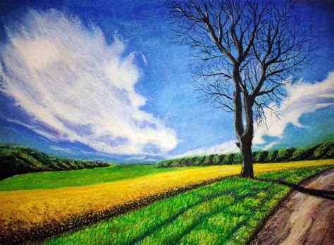 Jay Chandran: "Landscape" Oil Pastel on Paper (A3)
