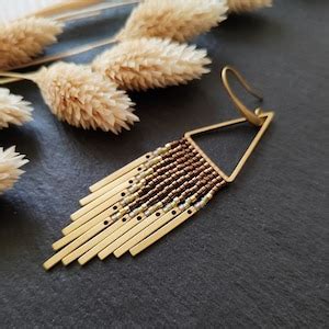 Handmade Earrings Tuulikki With Miyuki Delica Beads And Tinkling Brass