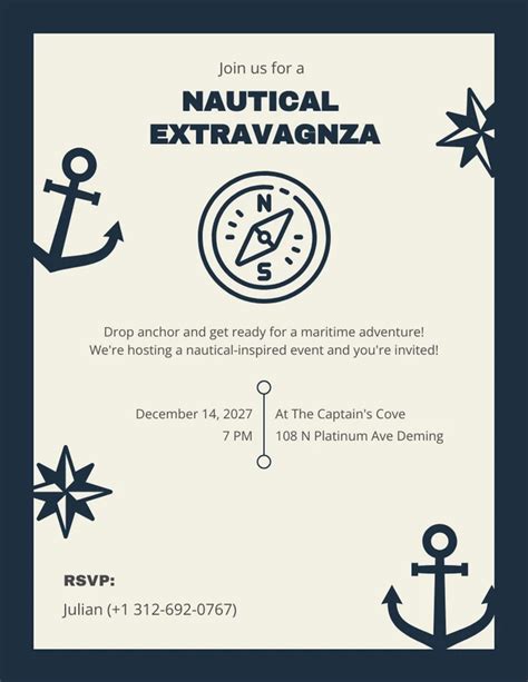 Navy And Beige Minimalist Nautical Invitation Venngage