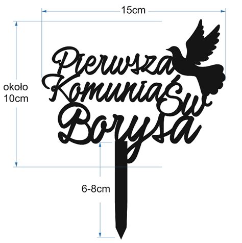 Topper na komunię z imieniem Pierwsza Komunia drewniany WERTOM