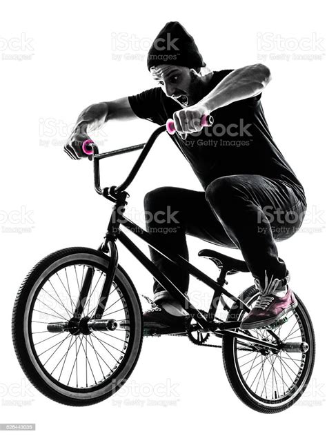 Man Bmx Acrobatic Figure Silhouette Stock Photo Download Image Now