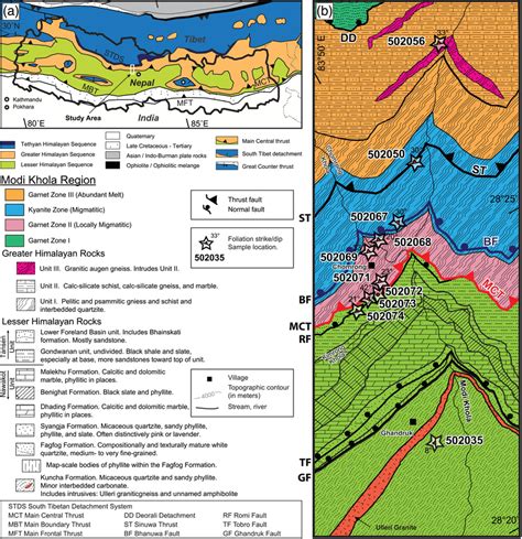 Geological And Metamorphic Zonation Map Of The Modi Khola Area A