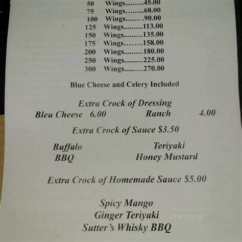 Menu Of Sutter S Mill Of Suffern Inc In Suffern Ny