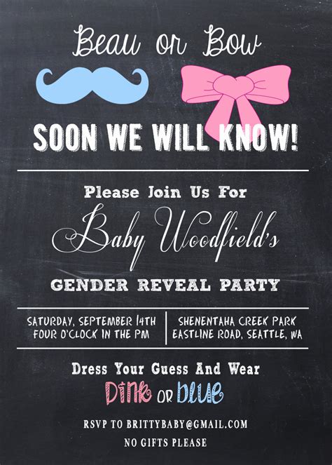 Gender Reveal Invitation Wording