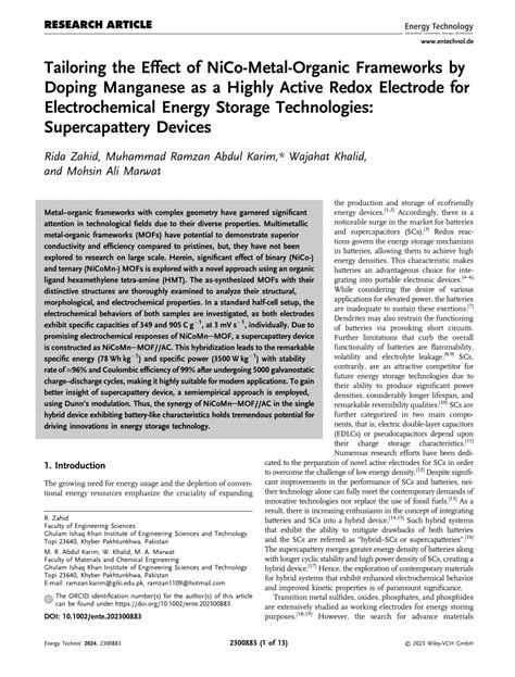 Tailoring The Effect Of NiCoMetalOrganic Frameworks By Doping