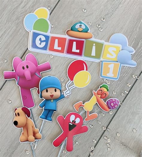 Pocoyo Themed Cake Toppers Personalised With Name And Age Etsy